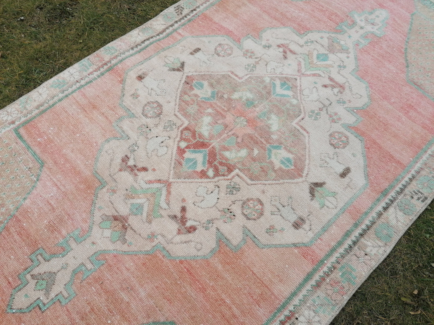 3'11x7'10 turkish rug, vintage rug, oushak vintage rug, kitchen rug bohemian rug