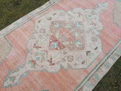 3'11x7'10 turkish rug, vintage rug, oushak vintage rug, kitchen rug bohemian rug