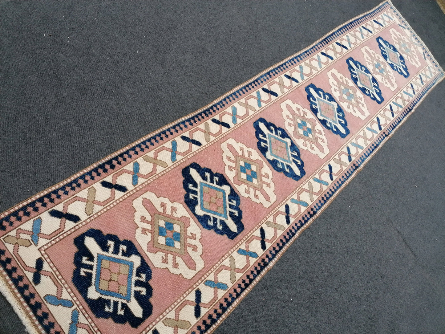 2'10x11'4 runner wool rug, vintage handmade runner,hallway runner rug, kitchen runner rug, oushak turkish runner rug