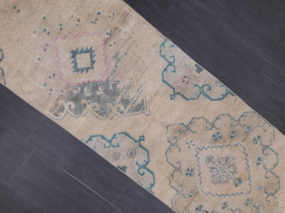 Short Oriental Runner 2 x 6.4 Runner Hand Made TURKISH Runner Vintage Runner Muted Vintage Persian Muted Runner Rug Wool ON Wool Foundation