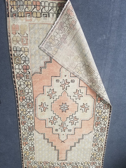 Pastel turkish rug, vintage area rug, oushak rug, wool rug,  handmade rug 6'6*3'6 feet