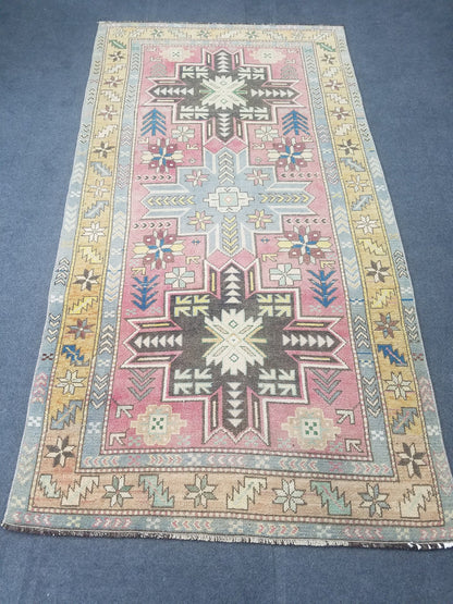 Oushak wool rug, turkish rug vintage rug 3'9x6'3 vintage oushak, rug unique hand made rug kitchen rug bohemian rug