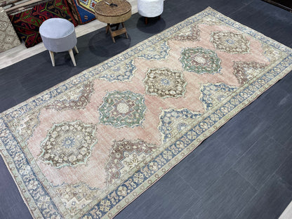 Vintage Runner Rug, Hand Knotted Runner 5 x 10.6 Rug, Turkish Runner Rug, Vintage Runner Rug,distressed Runner Rug,Quality Kitchen Runner