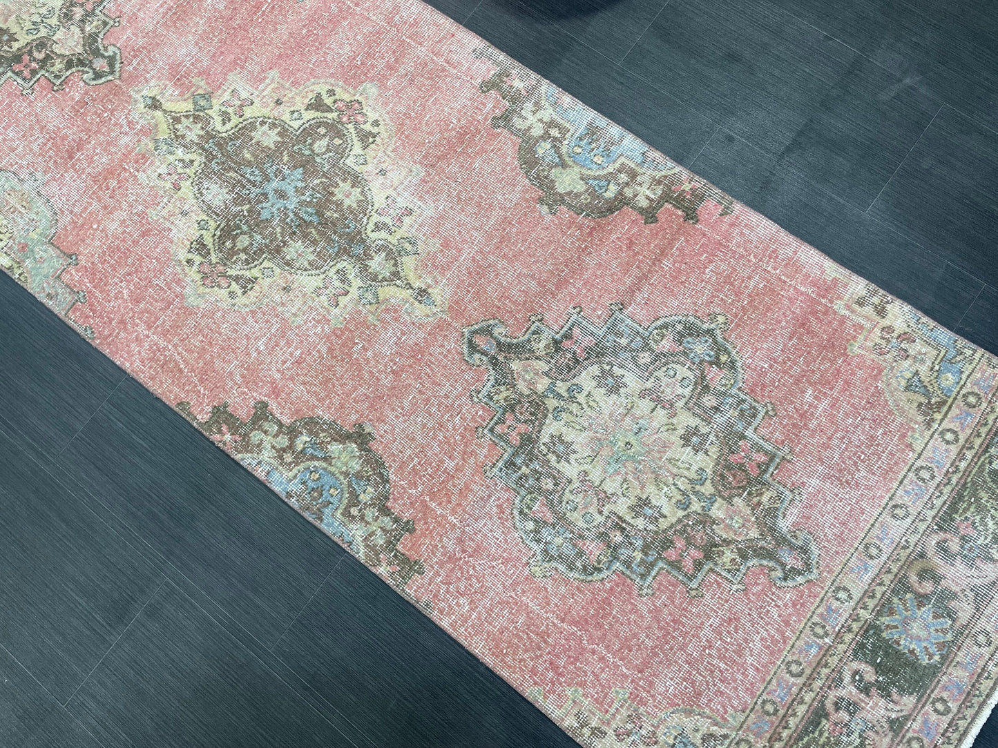 Turkish RUNNER Rug, Oushak 2.10 x 13.10 Runner Rug, Distressed Runner Rug, Wool Oushak Muted Rugs, Vintage Runner Rug,Handmade Rug Runner