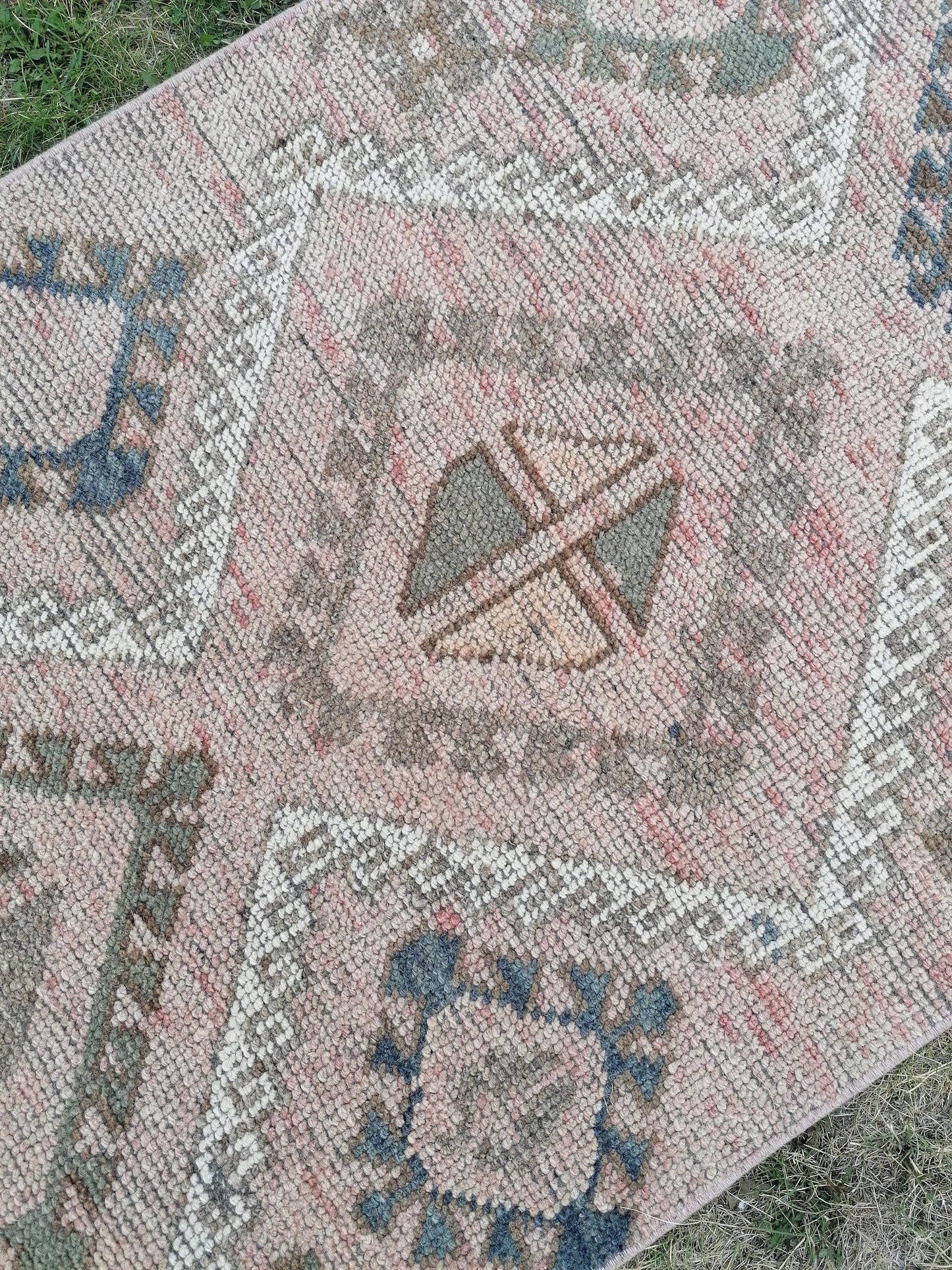 3x11 long persian motif runner rug, handmade wool brown entryway runner, turkish anatolian runner, kitchen oushak runner,vintage hallway rug