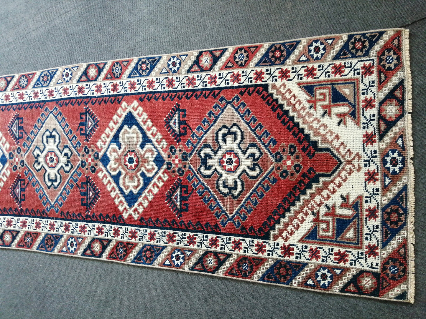 2.6 x 9.7 RUNNER Rugs, Oushak RUNNER Rug, Navy Blue Rug, Rug Runner, Turkish Rug, Oriental Runner Rug Fun Vintage Runner Rug Wool Runner Rug