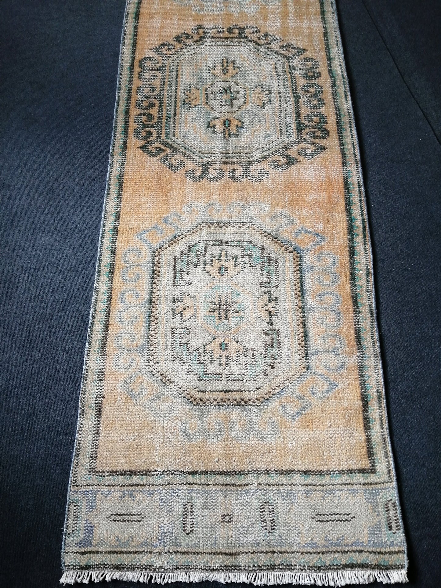 11.8 x 2.7 Muted Oushak Runner Rug Turkish Runner Rug Vintage Runner Rug Hallway Runner Rug Kitchen Runner Rug Wool Runner Rug
