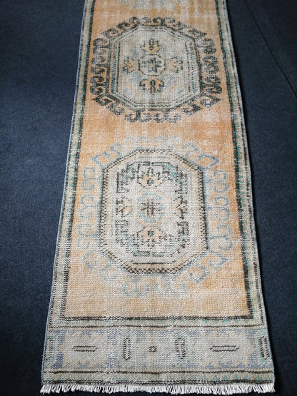 11.8 x 2.7 Muted Oushak Runner Rug Turkish Runner Rug Vintage Runner Rug Hallway Runner Rug Kitchen Runner Rug Wool Runner Rug