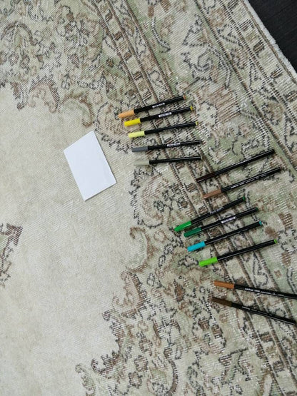 Vintage Rug Neutral TURKISH Muted HAND MADE Rug Muted Rug 6.9 x 10.3 Muted Turkish Oushak Rug, Vintage Oriental Rug, Muted 7x10 Persian Rug