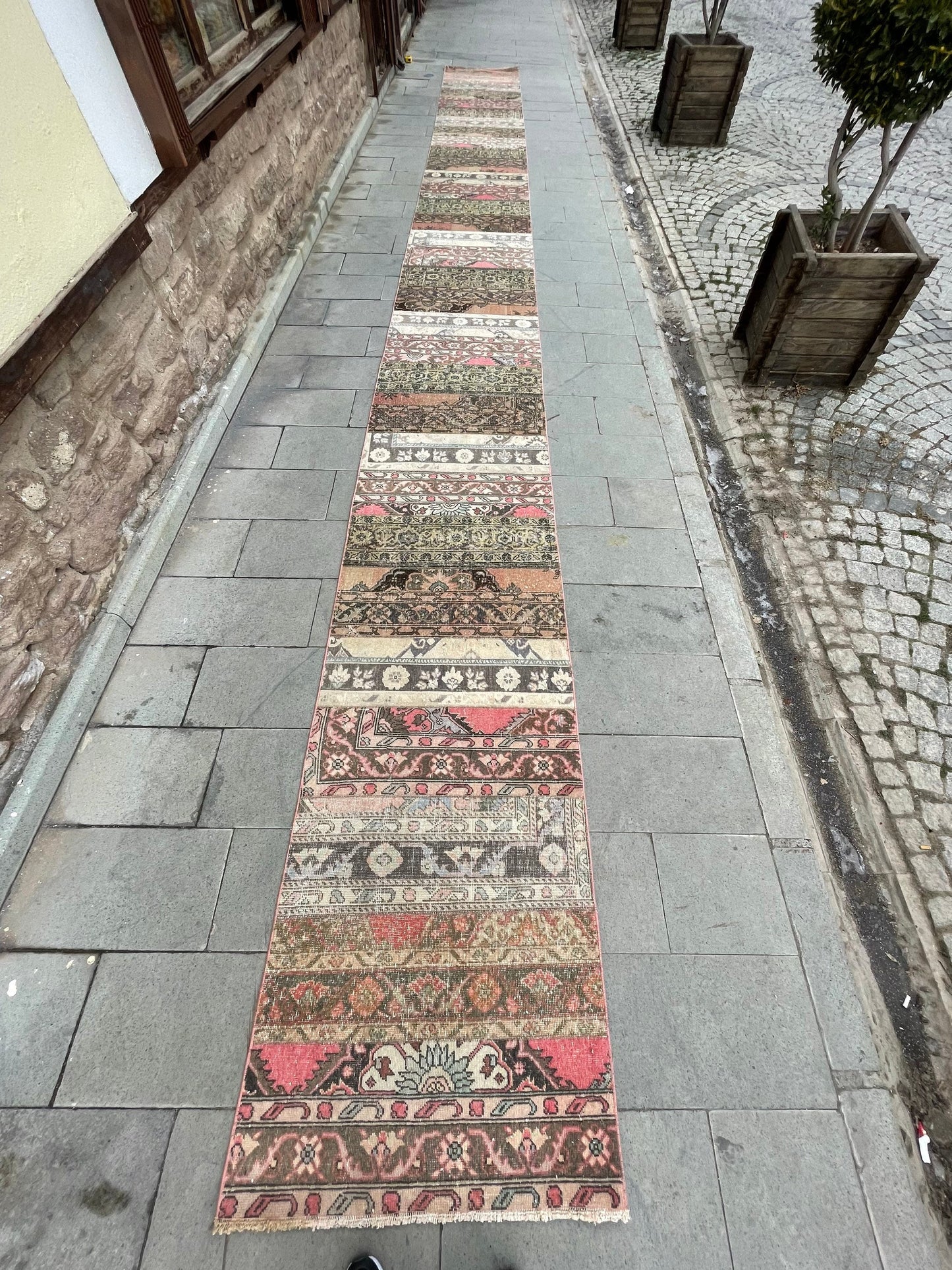 Staircase Runner Rug 2.8 x 30 ft Extra Long  TURKISH Runner Rug Vintage Runner Rug Oriental Runner Rug Patchwork Runner Hand Knotted Runner