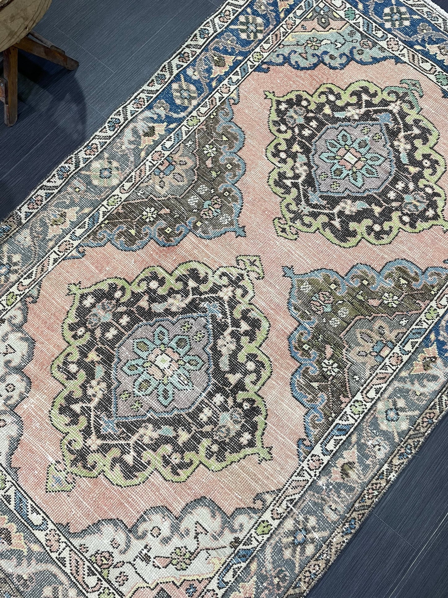 Vintage Rug, Persian 4 x 6.7 Rug, Navy Hand Knotted Rug, HANDMADE Rug, Vintage Turkish Rug, Oushak Rug, Oriental Rug, Wool Rug
