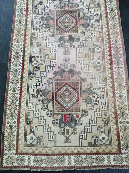 Muted Vintage Runner Rug Hallway Runner Rug 3x9 Kitchen Rug Runner Wool Runner Rug Oushak Runner Rug Turkish Runner Rug Medium Wool Pile