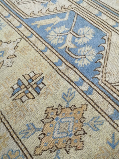 8.7 x 11.8 Muted Wool OUSHAK RUG TURKISH Persian Rug Vintage Oriental Rug Vintage Hand Made Rug Wool Oushak Rug Light Blue Rug 8x12 rug