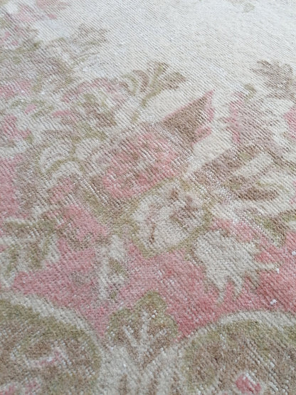 Large turkısh vıntage rug 9'4x5'6 vıntage oushak rug, anatolıa wool rug, kıtchen hand mede rug