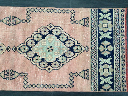 Oushak Runner Rug 2.3 x 11.7  Muted Vintage Runner Rug Hallway Runner Rug Kitchen Runner Rug Wool Runner Rug Wool Oushak Rug