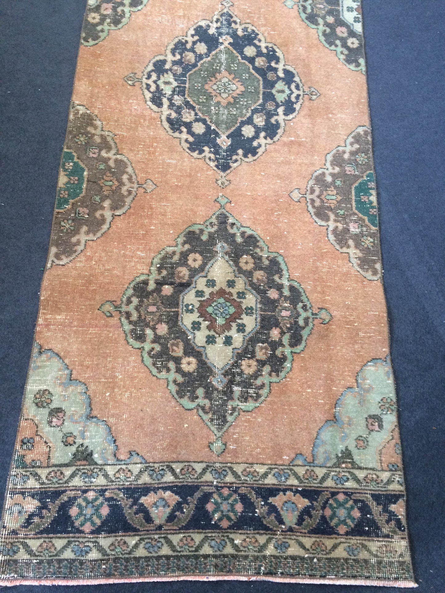 3 x 13.7 Turkish Runner Rug Oushak Runner Rug  Vintage Runner Rug Hallway Runner Rug Kitchen Runner Rug Wool Runner Rug Wool Oushak Runner