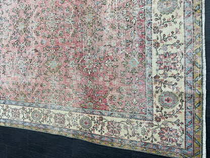 Oriental Vintage 6.6 x 10.6 Rug Vintage Hand Knotted Rug Wool Oushak Rug Hand Made Rugs Vintage Turkish Rug Persian Rug Distressed Rug