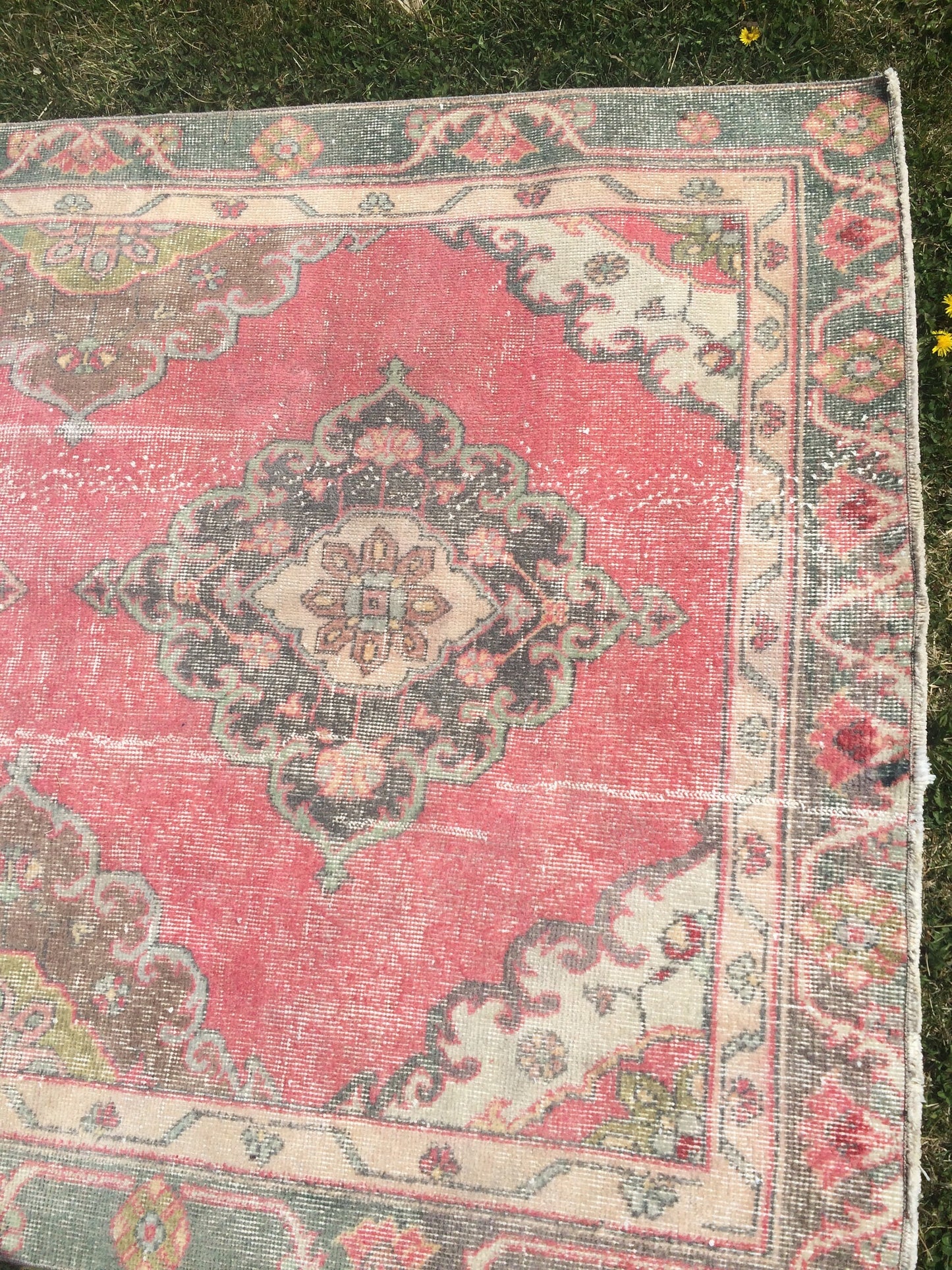 4x12 Vintage Runner rugs, Muted Runner RUG, TURKISH Runner, Pink Runner Rug, Pastel Oushak Rug ,Wool Runner Rugs, Oriental Runner  Rug