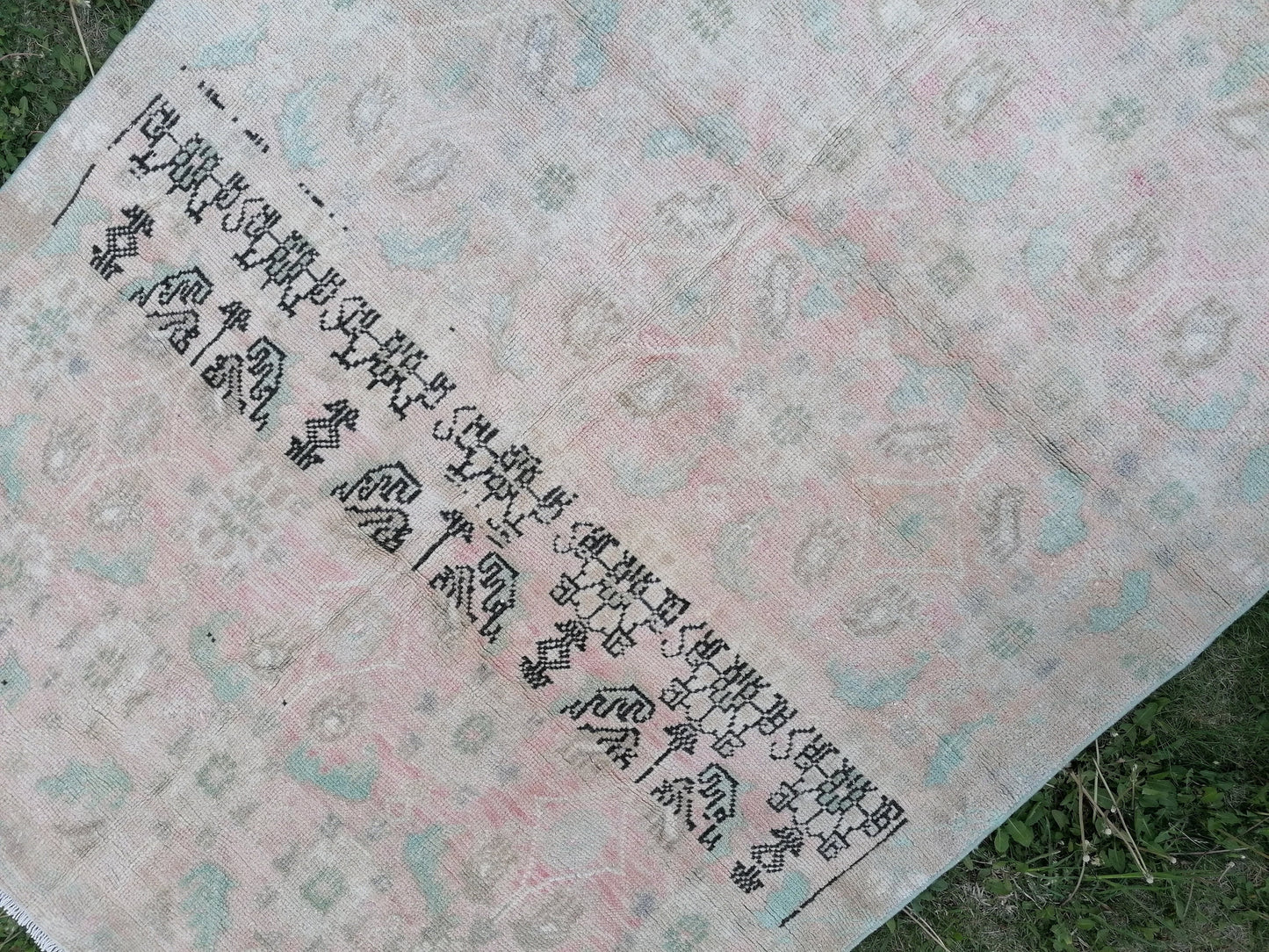 Turkish vıntage rug, oushak vintage rug 4'4x7'4 anatolian vıntage rug,wool rug