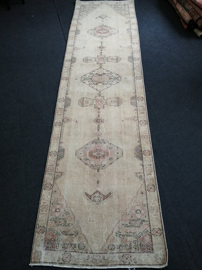 3.2 x 12 Oushak Runner Rug Blue Turkish Runner Rug Vintage Runner Rug Hallway Runner Rug Kitchen Runner Rug Wool Runner Rug Wool Oushak Rug