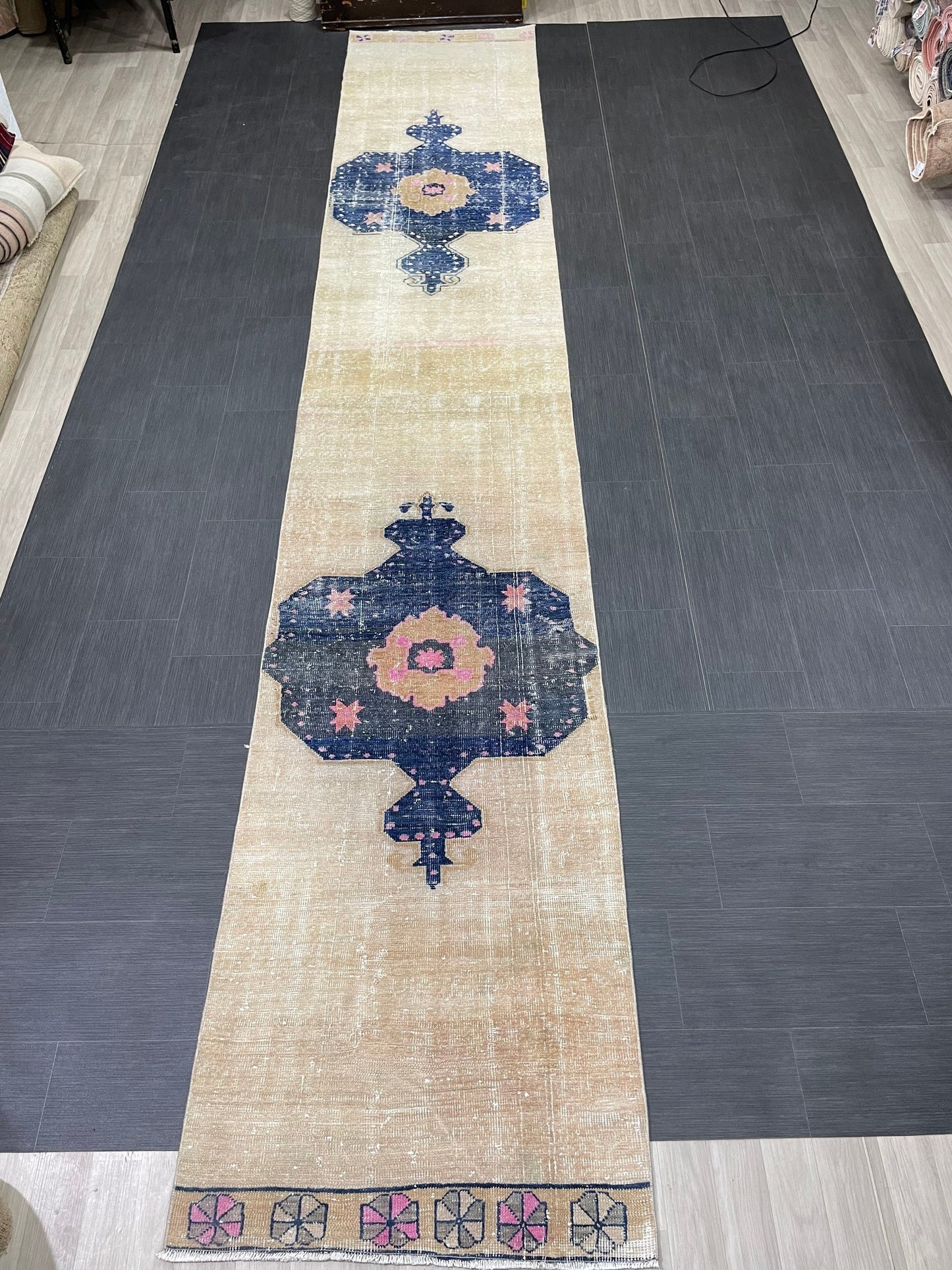 XL Wool Handmade Runner Rug 2.9 x 16.6 TURKISH Runner Rug Vintage Runner Rug Extra Long Runner Rug Staircase Runner rug Hand Knotted Runner