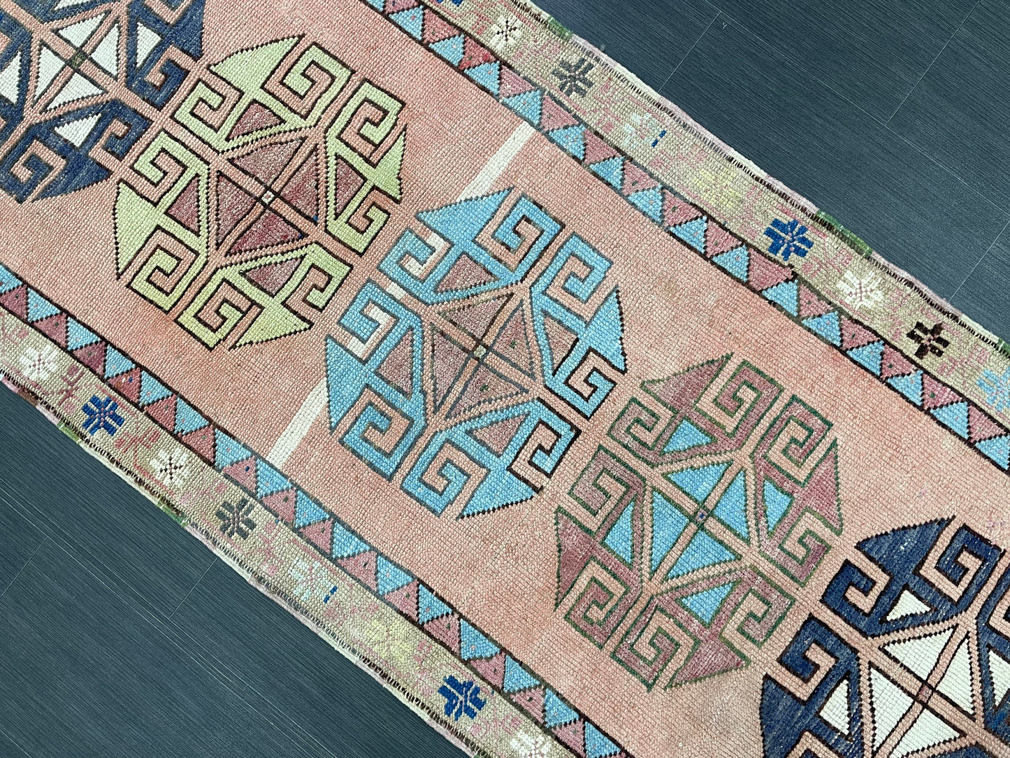 Muted Vintage Runner Rug 2.9 x 6.8  Turkish Runner Rug Vintage Muted Runner Rug Hallway Runner Soft Wool Runner