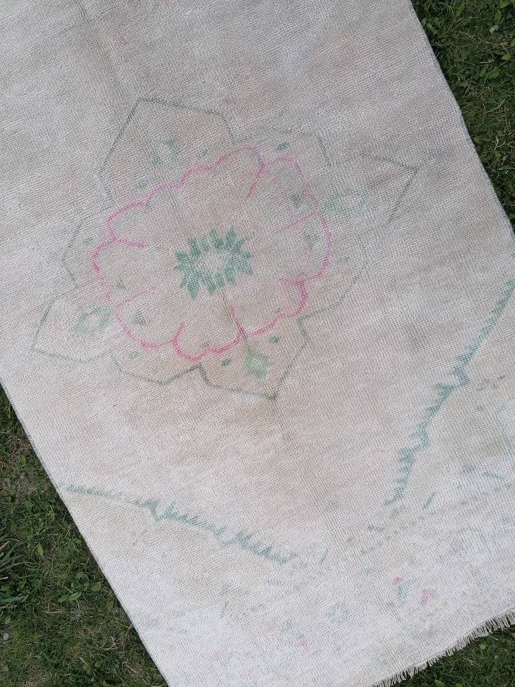 Faded runner wool rug 2'10x10'7 muted runner handmade rug, hallway runner rug, kitchen runner, bohemian runner, vintage runner rug,