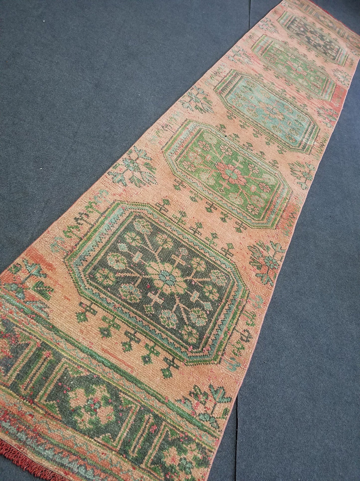 11'5x2'4 oushak turkish runner rug,turkish runner rug,oushak rug,vintage runner rug,kitchen runner rug,vintage oushak rug,