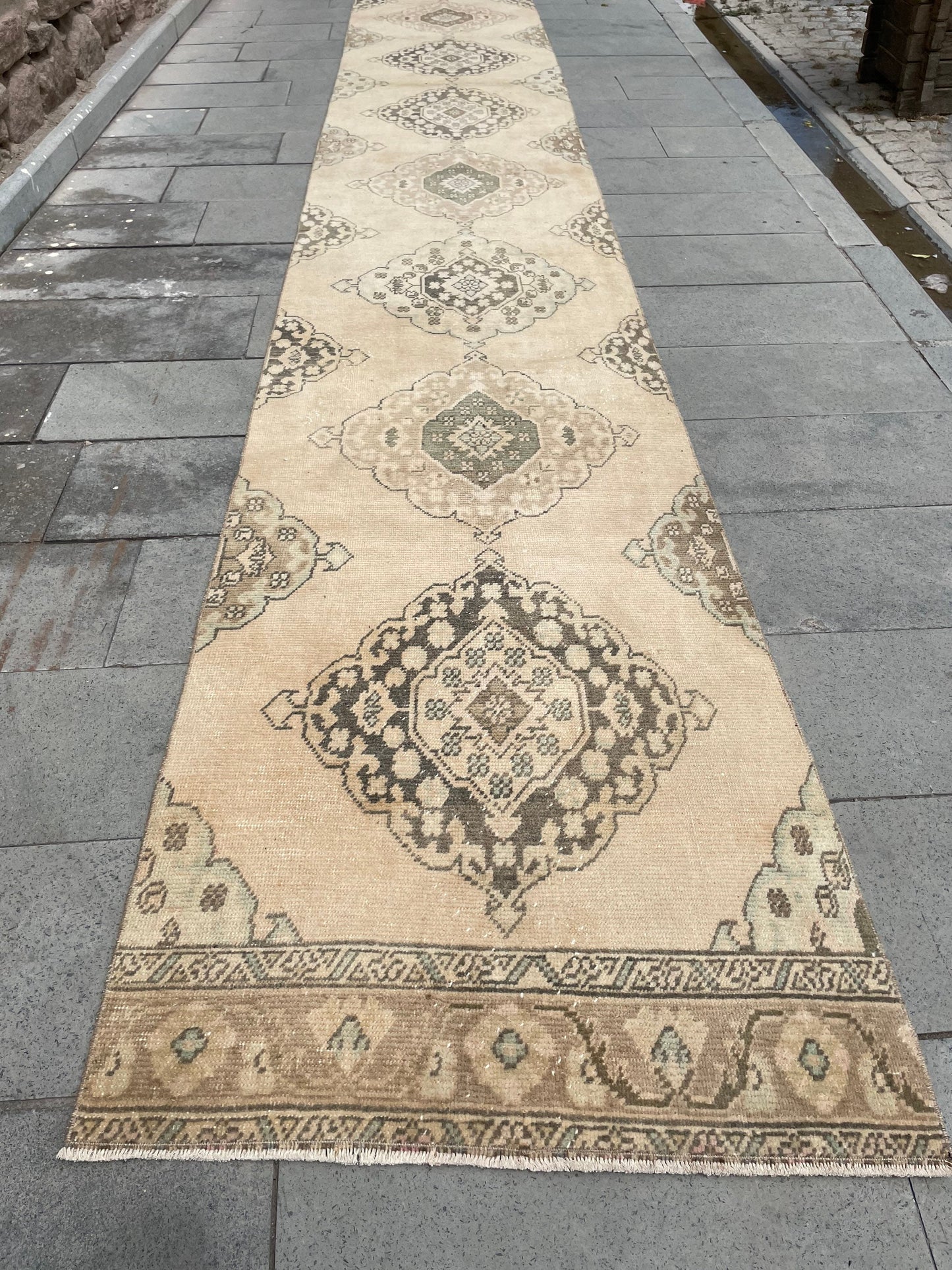 Muted XL Hand Knotted Runner TURKISH Stairs 2.8 x 24.2 Runner Rug Handmade Runner Rug XL Oriental Runner Rug Staircase Runner rug