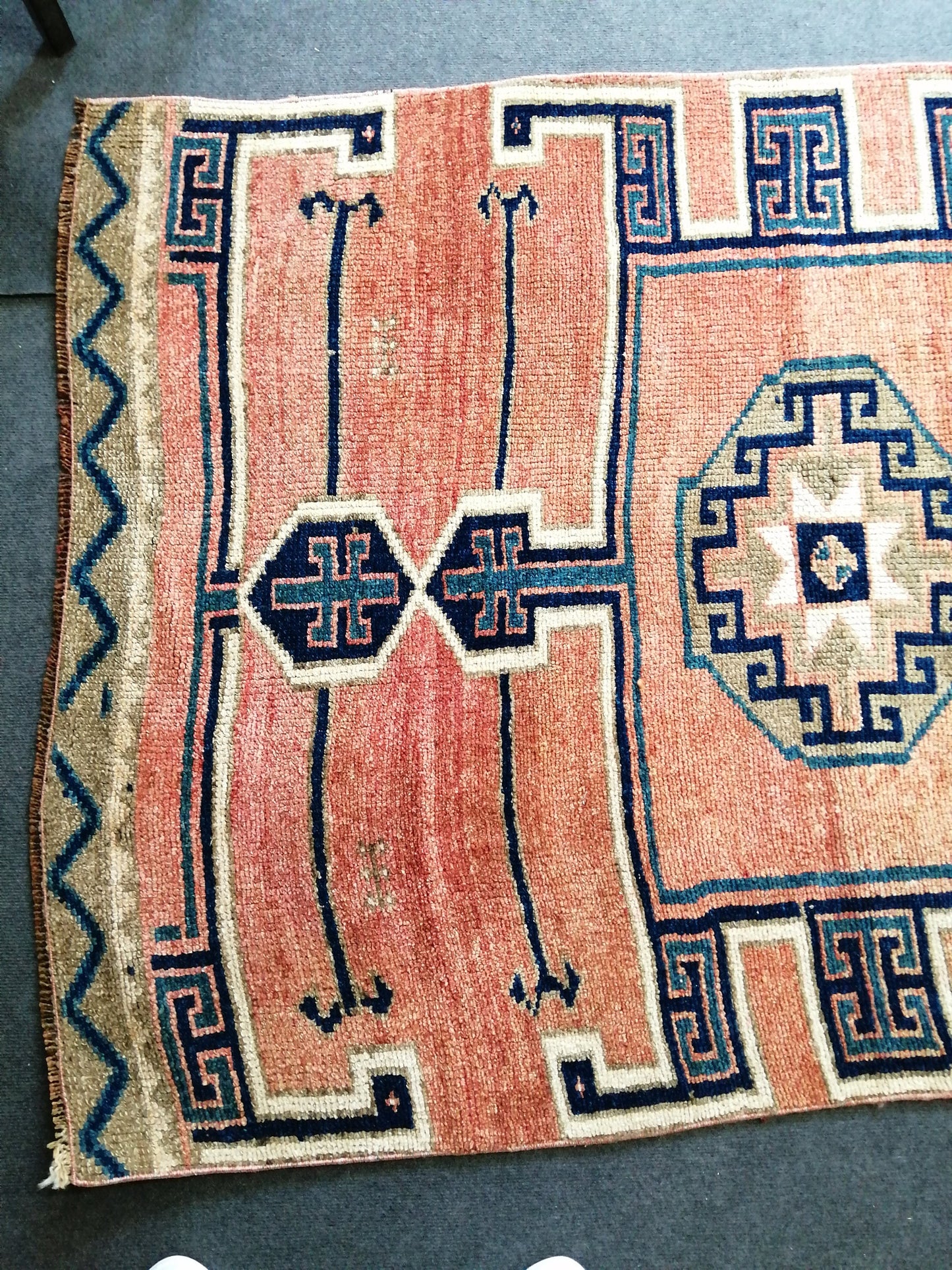 4.3 x 12.7 Large OUSHAK RUG TURKISH Oushak Rug Vintage Oushak Runner Rug Vintage Runner Rug Wool Oushak Rug Handmade Rug Hand Knotted Rug