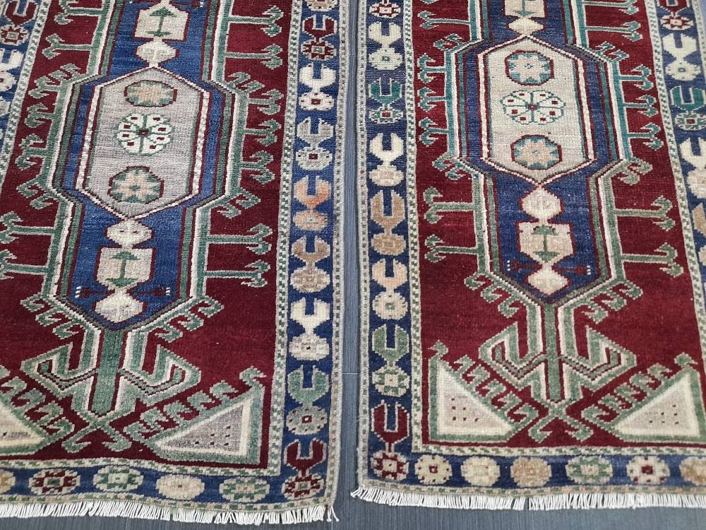Pair Of Small Rug Turkish Rug Mini Rug Twin Small Area Rug 2x4  Turkish Rug Oushak Rug Persian Hand Made Rug Matching Oriental Vintage Rug