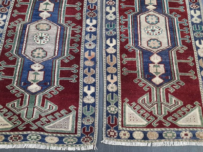 Pair Of Small Rug Turkish Rug Mini Rug Twin Small Area Rug 2x4  Turkish Rug Oushak Rug Persian Hand Made Rug Matching Oriental Vintage Rug