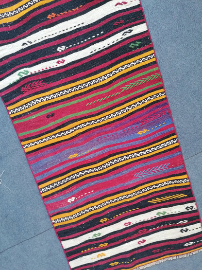 5'10x2 flat woven rugs, hand made flatweave rug, oushak rug, rustic rug, bohemian rug, rug runner, turkish rug, farmhouse rug, vintage rug