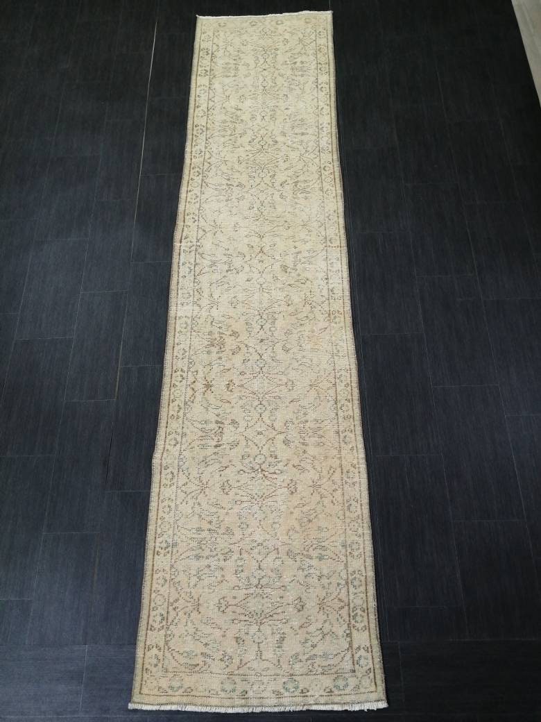 Vintage Runner Rug  2.4 x 10.7 Persian Runner Rug Muted Vintage Runner Rug Antique Hallway Runner Muted Turkish Runner Rug Distressed Runner