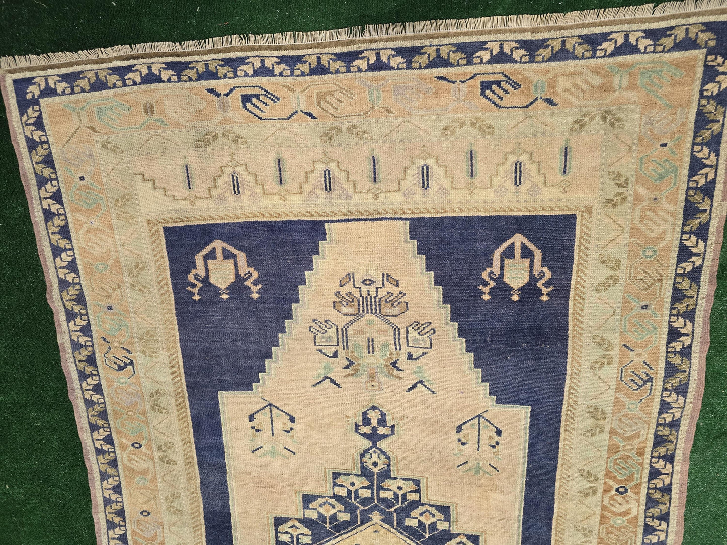 Quality OUSHAK RUG, TURKISH Oushak Rug, Vintage Oushak 5.6 x 10 Rug, Vintage Blue Rug,  Wool Handmade Rug, Anatolian Rug, Hand Knotted Rug