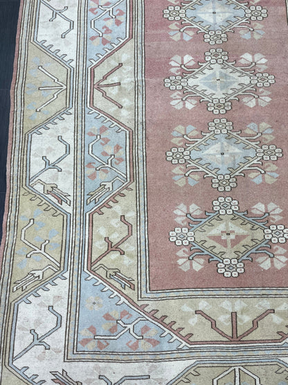 Muted Persian RUG 6.6 x 9.8 Turkish Oushak Rug Vintage Rug