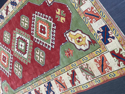 Vintage Turkish Rug, Vintage Persian 5.2 x 7 Rug, Wool Rug Wool Oushak Rug, Handmade Rugs, Hand Knotted Rug