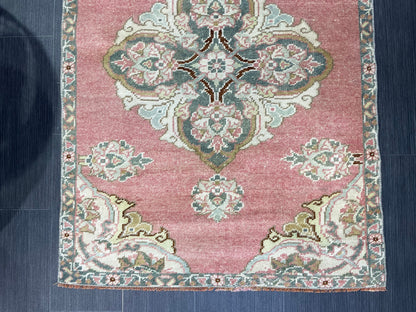 Vintage Turkish RUG, Oushak Rug, 3 x 4.9 Vintage Rug, Antique Rug, Handmade Rug, Hand Knotted Rug Bohemian Rug Wool Rug