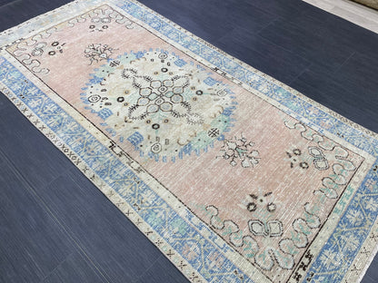 Handmade Oushak 3.2 x 6.8 Rug Handmade Rug Turkish Rug Hand Knotted Rug Muted Turkish Rug, Farmhouse Rug, Vintage Rug, Wool rug