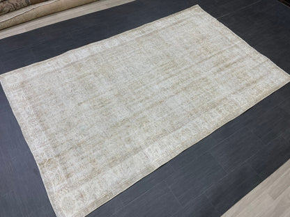 Large Vintage Muted RUG TURKISH Rug 5.7 x 9.2 Vintage Persian Rug Vintage Oriental Rug Wool Distressed Rug Handmade Rugs Vintage Turkish Rug