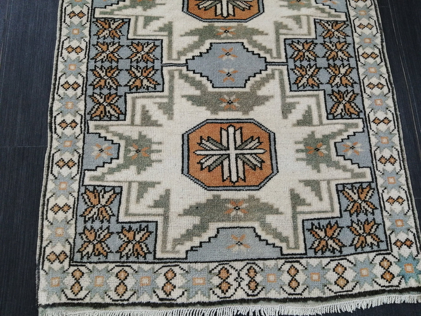 Hand Made Rugs 4.5 x 2.6 Vintage Turkish Rug OUSHAK RUG TURKISH Oushak Rug Vintage Oushak Runner Rug Small Vintage Rug