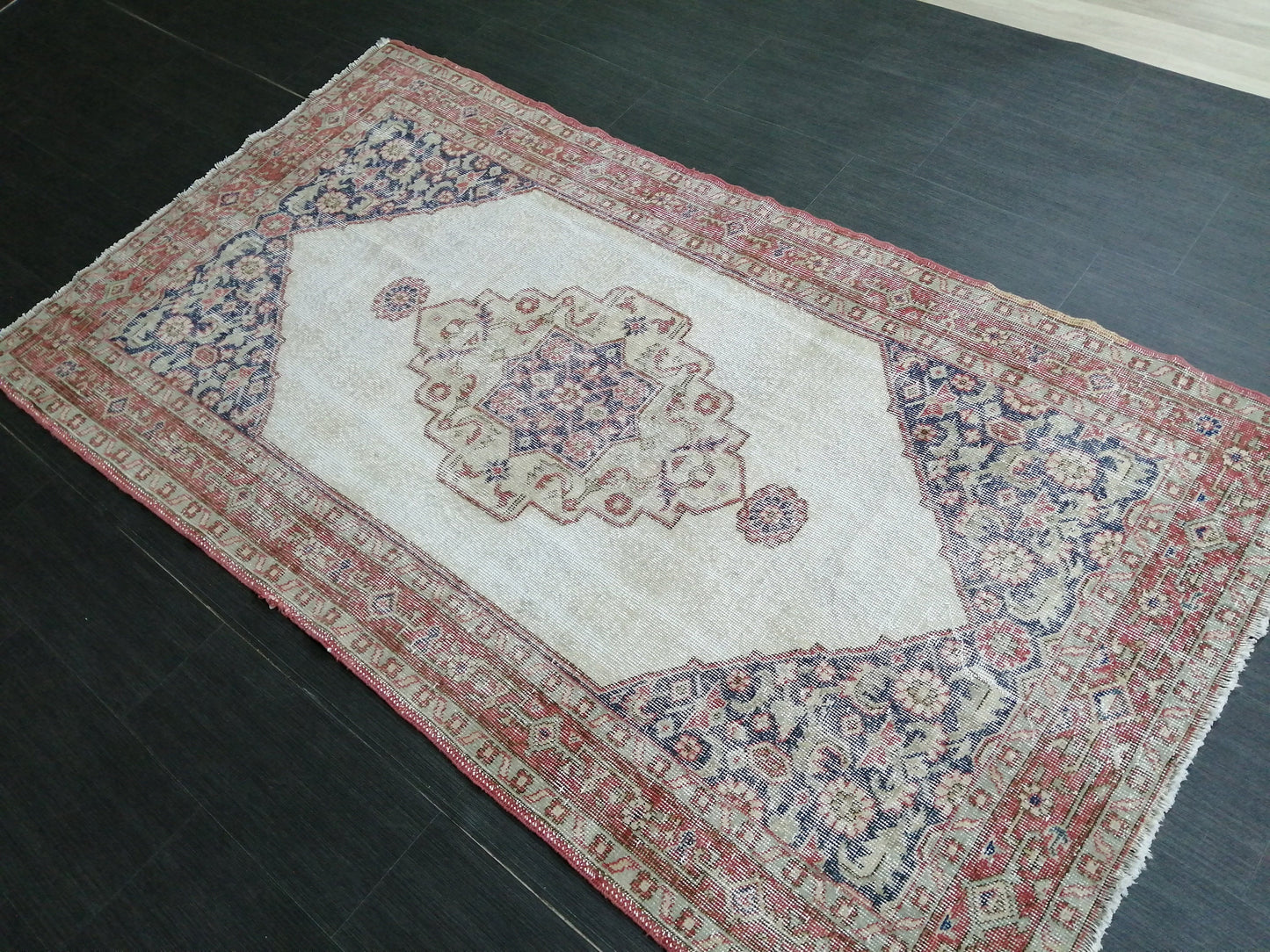 6.9 x 3.9 Rug Handmade Rug Oushak Rug, Rustic Rug Hand Knotted Rug, Rug Runner,Muted  Turkish Rug, Farmhouse Rug, Vintage Rug, Wool rug