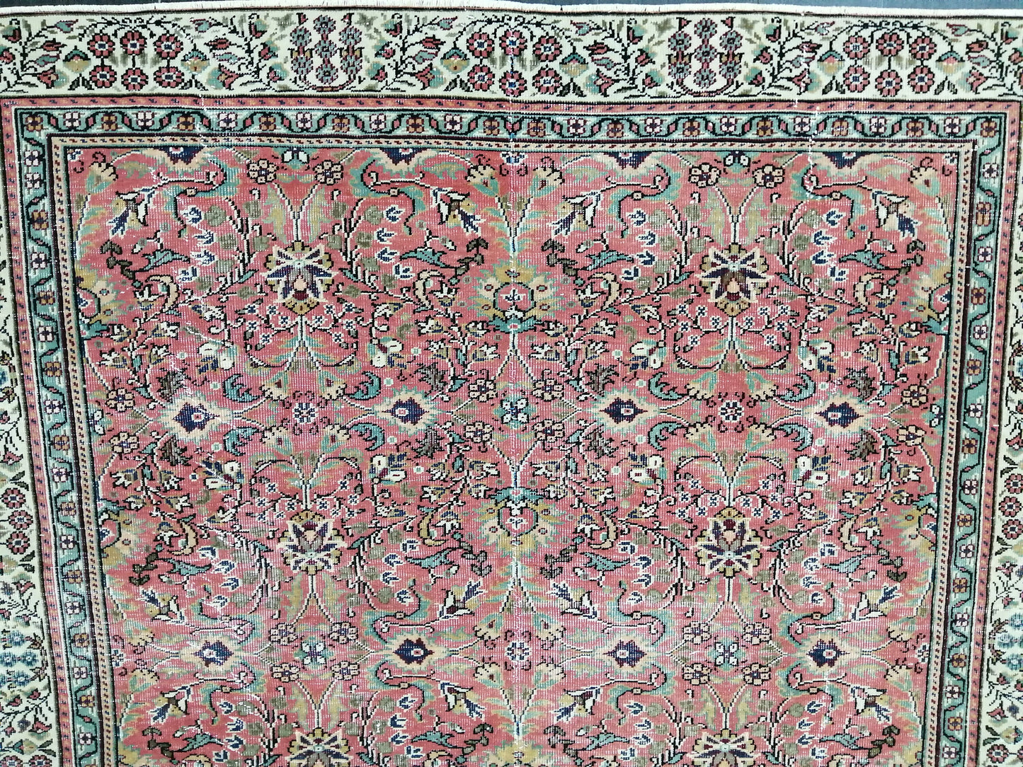 Floral OUSHAK RUG 10.2 x 6.2  TURKISH Rug Oriental Vintage Wool Rug Hand Made Rugs Vintage Turkish Rug