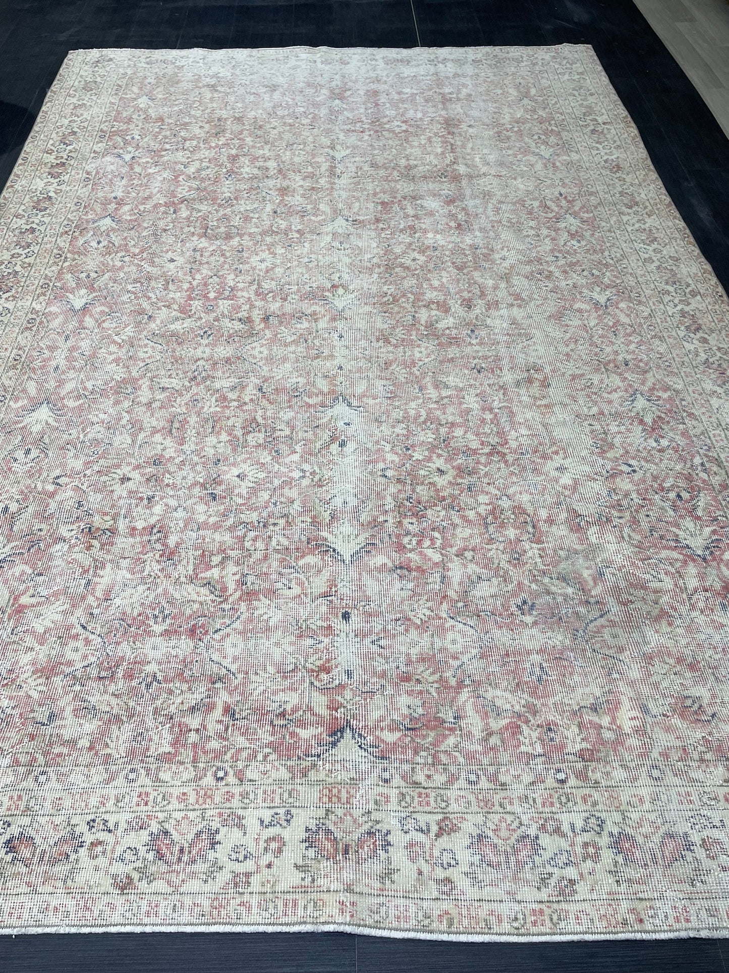 Large Distressed OUSHAK RUG, TURKISH 6.8 x 9.10 Rug Vintage Rug Vintage Persian Rug Wool Oriental Rug, Handmade Rug, Vintage Turkish Rug