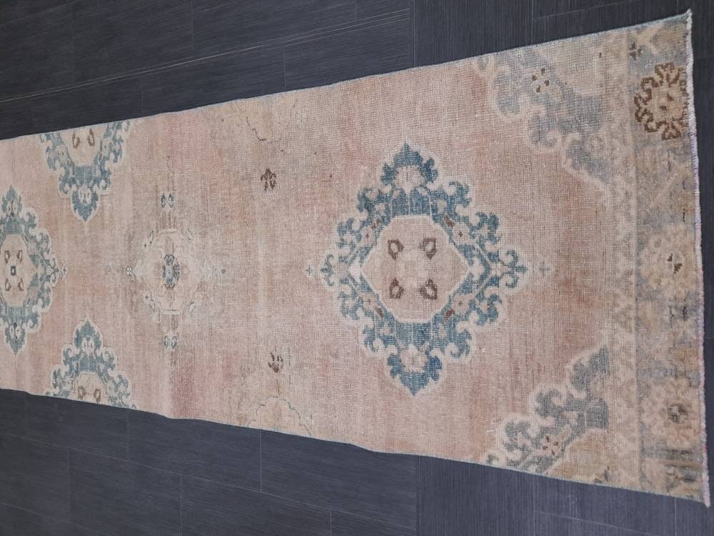 Muted Vintage Runner Rug 2.8 x 13 Muted Hallway Runner Kitchen Runner Rug Muted Staircase Runner Rug Muted Oushak Rug XĹ Turkish Runner Rug