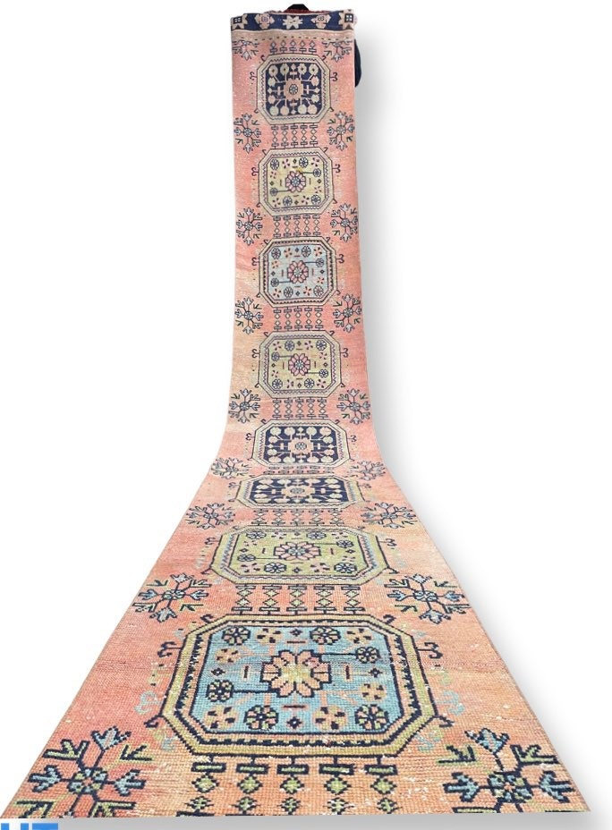 Staircase Runner Rug 2.5 x 21.5 Extra Long Wool TURKISH Runner Rug Vintage Runner Rug Oriental Runner Rug Wool Runner Hand Knotted Runner
