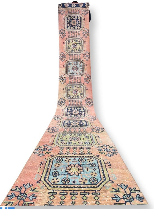 Staircase Runner Rug 2.5 x 21.5 Extra Long Wool TURKISH Runner Rug Vintage Runner Rug Oriental Runner Rug Wool Runner Hand Knotted Runner