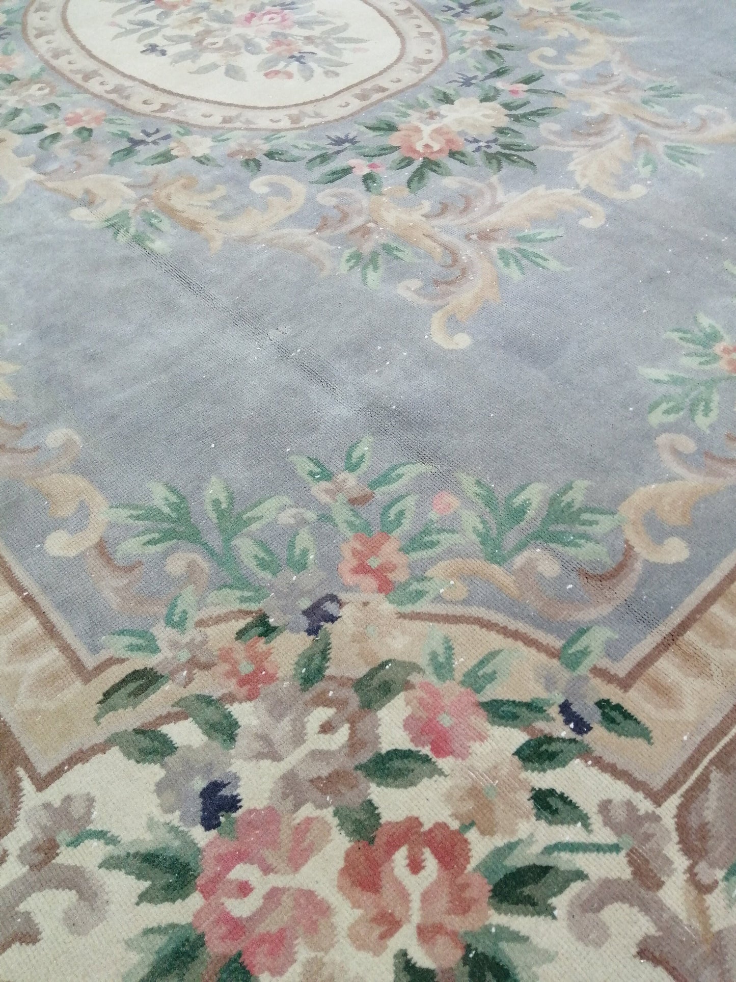 10 x 12.8 Hand Knotted Rug, Vintage  LARGE Rug, Handmade Rug, Floral Rug Rustic Rug Muted Large Rug, Nepal Rug  Fun Wool Rug 10x13 10x12