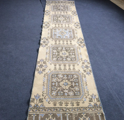 12 X 2.7 FT Oushak Runner Turkish Runner Rug Vintage Runner Rug Hallway Runner Rug Turkish Rug Runner Wool Runner Rug Wool Oushak Rug
