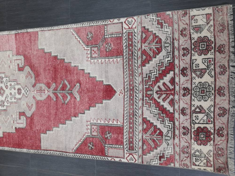 Vintage Oushak Runner Rug Turkish Runner Rug 2.8 x 11 Vintage Runner Rug Hallway Runner Rug Kitchen Runner Wool Runner Rug Wool Oriental Rug